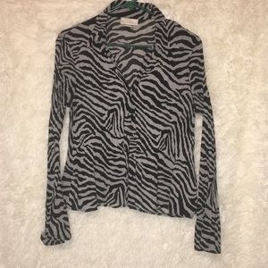 Black & Light Gray, Zebra patterned Blouse